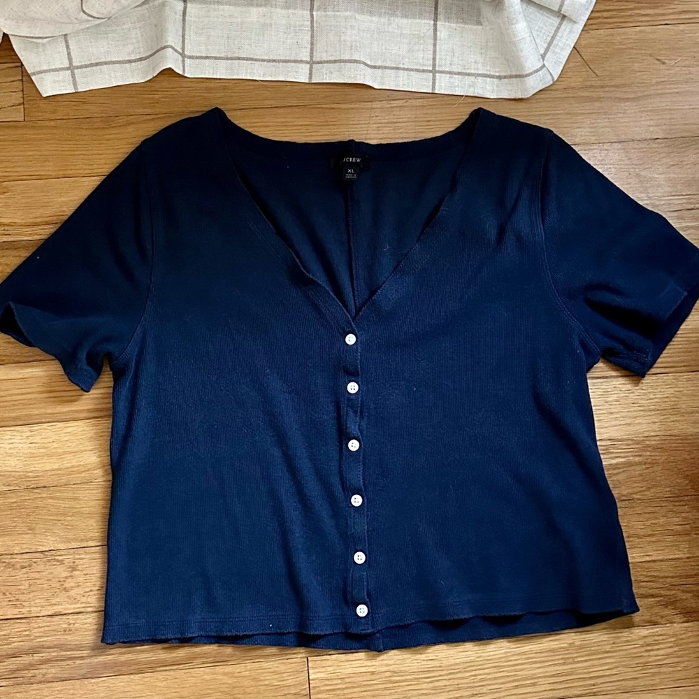 J. Crew button front knit top, size XL